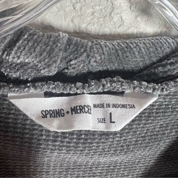 Spring Mercer Gray Cowl Neck Corduroy Pullover Sweater Women's Large - Picture 2 of 7